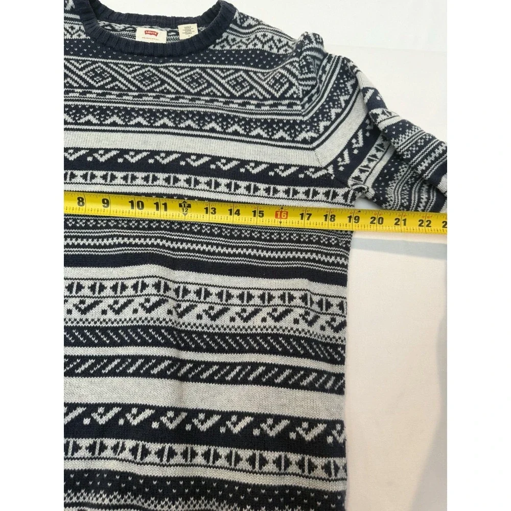 Levi's Vintage Sweater Mens Medium Blue Fair Isle Crewneck Knit Pullover  Y2K